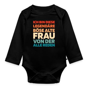 Black Humor Evil Old Woman - Organic Longsleeve Baby Bodysuit - black - Front