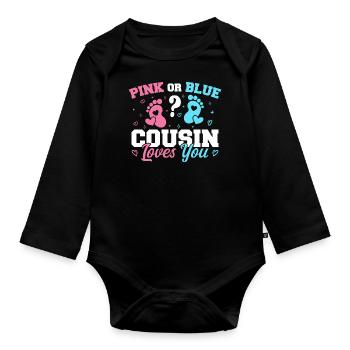 Pink Or Blue Cousin Loves You - Cousin - Body Bébé bio manches longues - noir - Devant