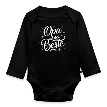Opa ist der Beste Geburtstag Vatertag Du wirst Opa - Baby Bio-Langarm-Body - Schwarz - Vorne