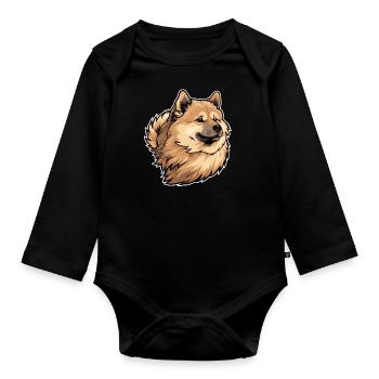 Eurasier Tête de chien - Body Bébé bio manches longues - noir - Devant