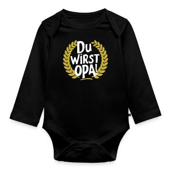 Du wirst Opa Bester Grossvater Bald Enkelsohn - Baby Bio-Langarm-Body - Schwarz - Vorne