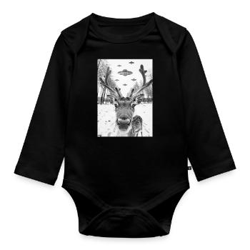 Renne selfie OVNI - Body Bébé bio manches longues - noir - Devant