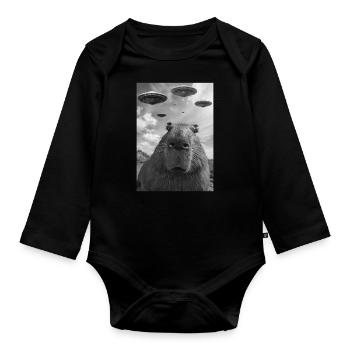 Capybara selfie OVNI - Body Bébé bio manches longues - noir - Devant