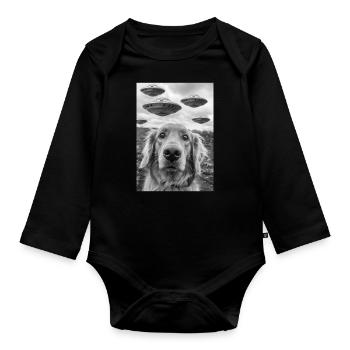 Chien selfie OVNI - Body Bébé bio manches longues - noir - Devant