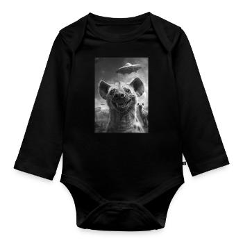 Ufo Selfie Hyena - Organic Longsleeve Baby Bodysuit - black - Front