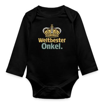 Weltbester Onkel T-Shirt Geburtstag Weihnachten - Baby Bio-Langarm-Body - Schwarz - Vorne