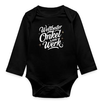 Weltbester Onkel T-Shirt Geburtstag Ehre - Baby Bio-Langarm-Body - Schwarz - Vorne