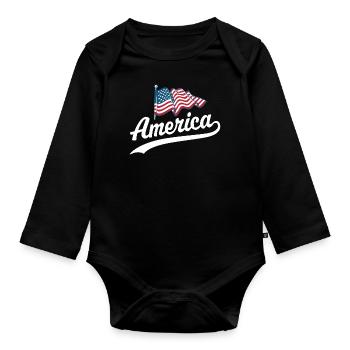 Amerika Flagge - Baby Bio-Langarm-Body - Schwarz - Vorne