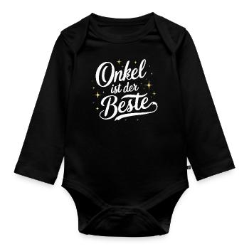 Onkel Beste T-Shirt Geburtstag Weihnachten Idee - Baby Bio-Langarm-Body - Schwarz - Vorne