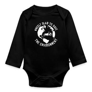 Wheely Glad Environmental Cargo Cargo Bike - Organic Longsleeve Baby Bodysuit - black - Front