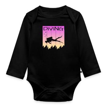 Tauchen, Diving, Tauchlehrer, Taucher, Scuba Diver - Baby Bio-Langarm-Body - Schwarz - Vorne