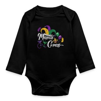 Carnival Celebration Colorful - Organic Longsleeve Baby Bodysuit - black - Front
