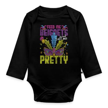 Parade Mask Colorful Beads - Organic Longsleeve Baby Bodysuit - black - Front