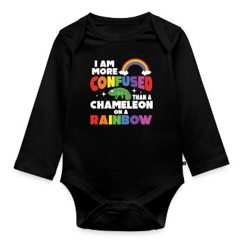 I'm more confused than a chameleon - Organic Longsleeve Baby Bodysuit - black - Front