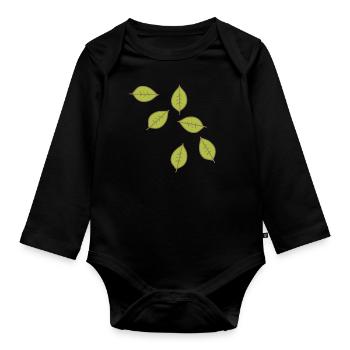 feuille vert motif feuilles icône forme nature - Body Bébé bio manches longues - noir - Devant