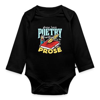 Poetry Lover Please Leave Poetry Writing Bookworm - Baby Bio-Langarm-Body - Schwarz - Vorne