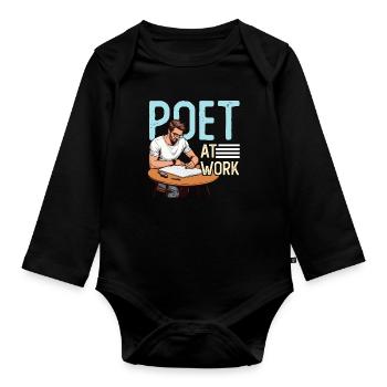 Poetry Lover Poet At Work Bookworm Poetry Writing - Organic Longsleeve Baby Bodysuit - black - Front