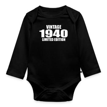Vintage 1940's Birthday 1940 - Retro 1940 - Organic Longsleeve Baby Bodysuit - black - Front