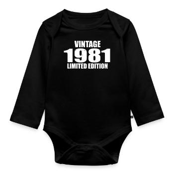 Vintage 1981 Geburtstag 1981 - Retro 1981 - Baby Bio-Langarm-Body - Schwarz - Vorne