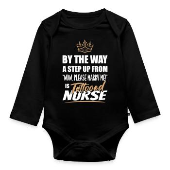 Tattooed nurse is the most attractive - Organic Longsleeve Baby Bodysuit - black - Front