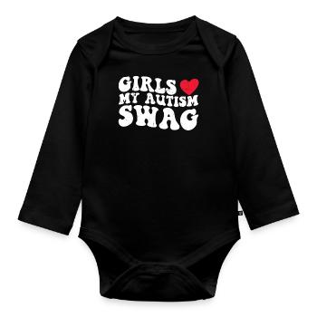 Autism - Organic Longsleeve Baby Bodysuit - black - Front