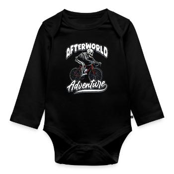 Road Bike Cycling Cyclist Skeleton - Organic Longsleeve Baby Bodysuit - black - Front