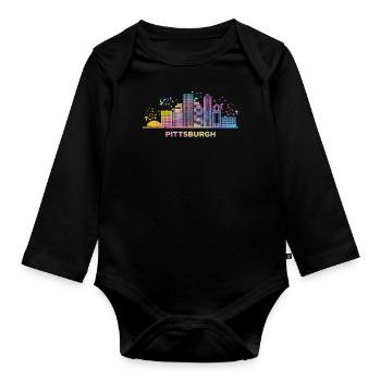 Pittsburgher Skyline Pittsburgh - Body Bébé bio manches longues - noir - Devant