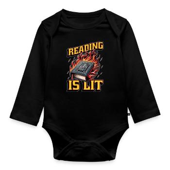 Literature Teacher Reading Is Lit Educator Bookish - Baby Bio-Langarm-Body - Schwarz - Vorne