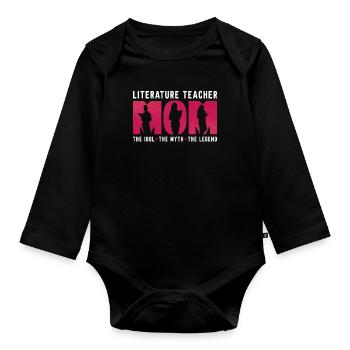 Professeur de littérature Maman L’idole L’instructeur - Body Bébé bio manches longues - noir - Devant