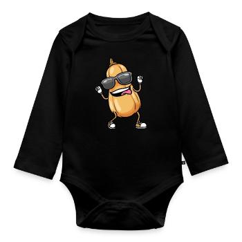 Butternut Pumpkin Dancing Vegan Vegetables - Organic Longsleeve Baby Bodysuit - black - Front