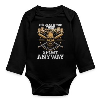 Sport Ball Ball Sports Trainers - Organic Longsleeve Baby Bodysuit - black - Front