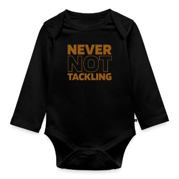 American football - Baby bio-rompertje met lange mouwen - zwart - Voor