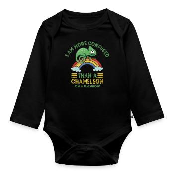 I'm more confused than a chameleon - Organic Longsleeve Baby Bodysuit - black - Front