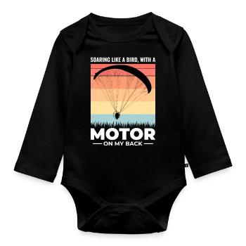 Motorschirmpilot Motorschirm Motorschirm - Baby Bio-Langarm-Body - Schwarz - Vorne