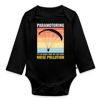 Paramotor Pilot Paramotoring Powered Paraglider - Organic Longsleeve Baby Bodysuit - black - Front