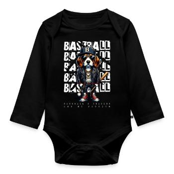 Fan de baseball, de beagles et d’Amérique - Body Bébé bio manches longues - noir - Devant