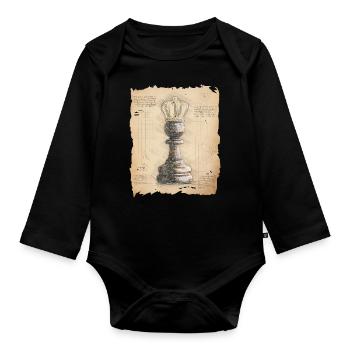 Schach König / Königin. Altmodischer vintage Stil. - Baby Bio-Langarm-Body - Schwarz - Vorne