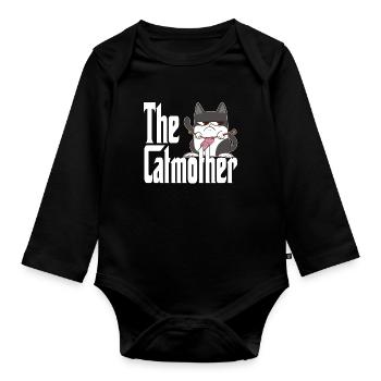 Maman chat La mère chat folle Chat Mère Kitty Maman - Body Bébé bio manches longues - noir - Devant