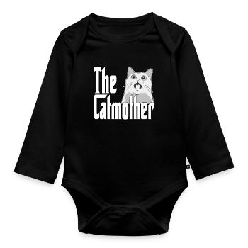 Maman chat La mère chat folle Chat Mère Kitty Maman - Body Bébé bio manches longues - noir - Devant