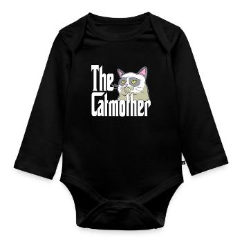 Maman chat La mère chat folle Chat Mère Kitty Maman - Body Bébé bio manches longues - noir - Devant