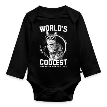 Katze American Bobtail Geschenk - Baby Bio-Langarm-Body - Schwarz - Vorne