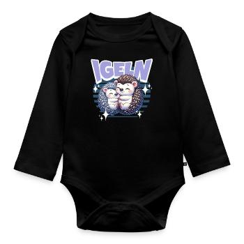 Igel Kuscheln Igeln - Baby Bio-Langarm-Body - Schwarz - Vorne