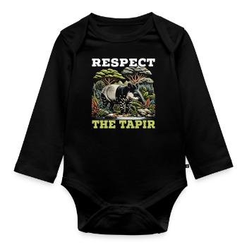 Mountain tapir zoo tapiridae wildlife - Organic Longsleeve Baby Bodysuit - black - Front