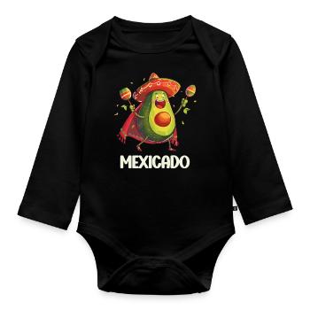 Avocado Mexicado Vegan Food Vegetarian Maracas - Organic Longsleeve Baby Bodysuit - black - Front
