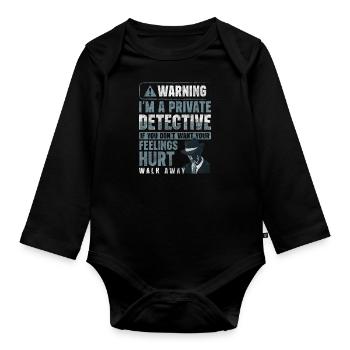 Private Detective Clue Inspector - Organic Longsleeve Baby Bodysuit - black - Front