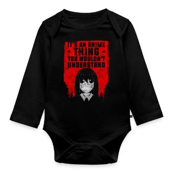 Japan Cosplay Kawaii Popkultur - Baby Bio-Langarm-Body - Schwarz - Vorne
