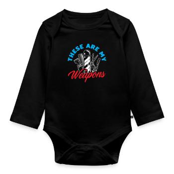 Barber Homme Coiffeur Coiffeur - Body Bébé bio manches longues - noir - Devant