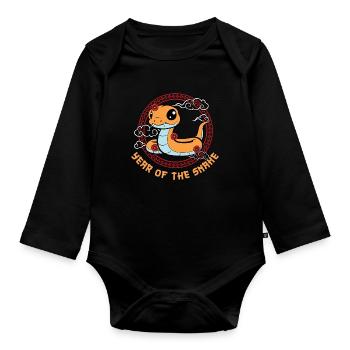 Year Of Snake Kawaii Zodiac Chinese New Year - Organic Longsleeve Baby Bodysuit - black - Front