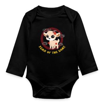 Jahr der Ziege Niedliches Sternzeichen Kawaii Neujahr - Baby Bio-Langarm-Body - Schwarz - Vorne