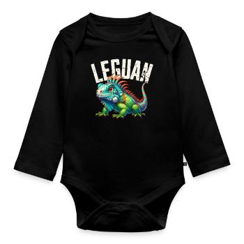 Leguan - Baby Bio-Langarm-Body - Schwarz - Vorne